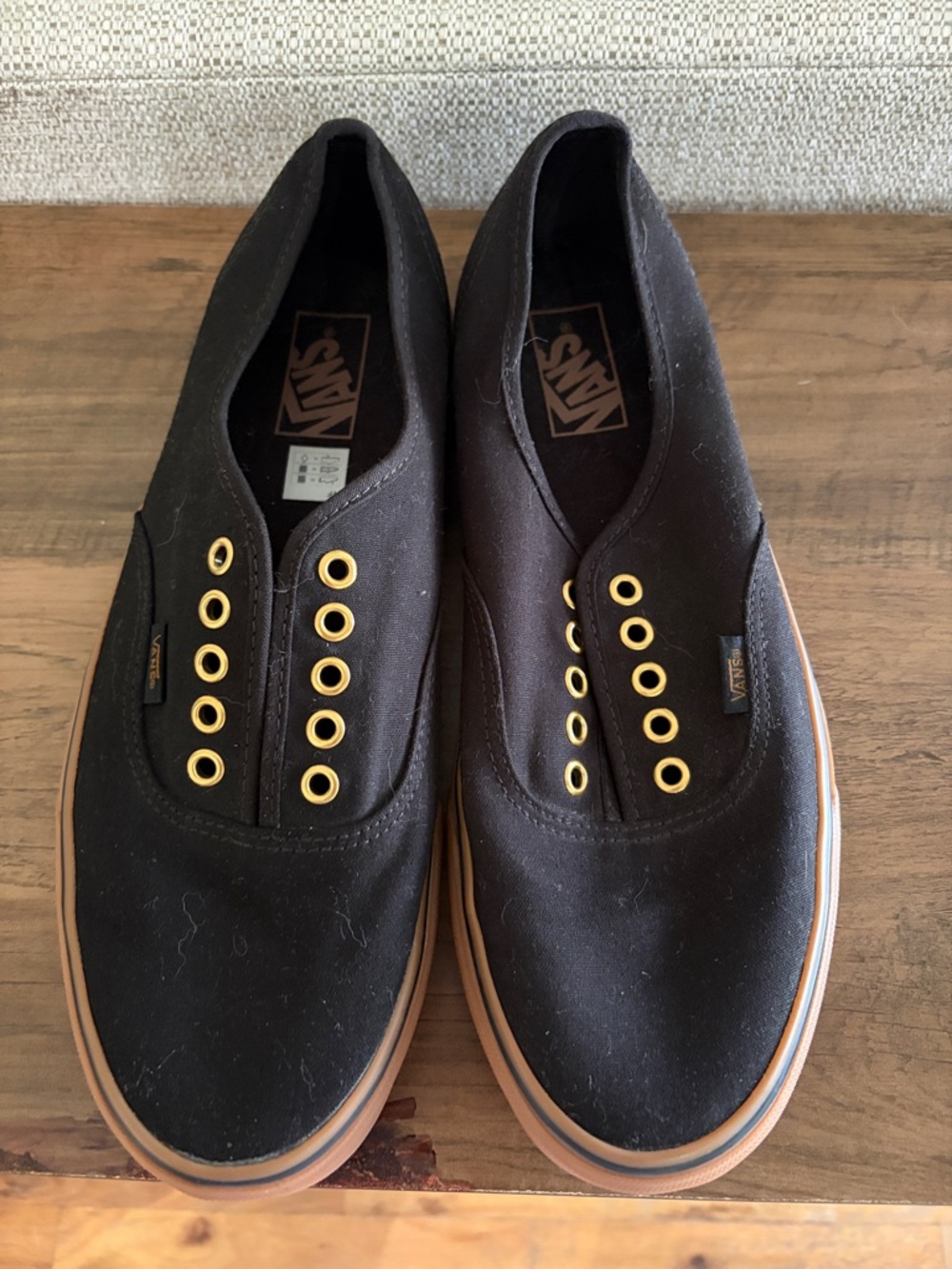 Vans Black Canvas with Gold Eyelets and Gum Sole